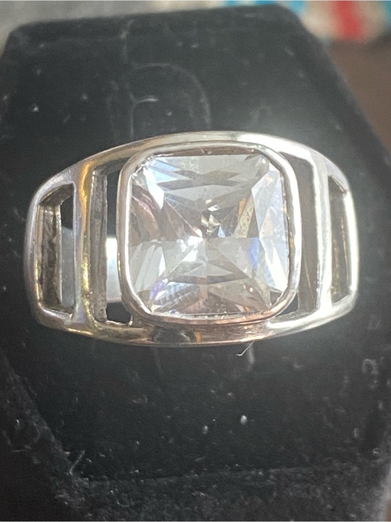 Other - Sterling Silver 925 Faceted Crystal Men’s Ring Modern Geometric Design